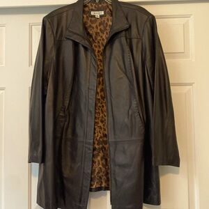 Coldwater Creek Leather Coat, Dark Brown